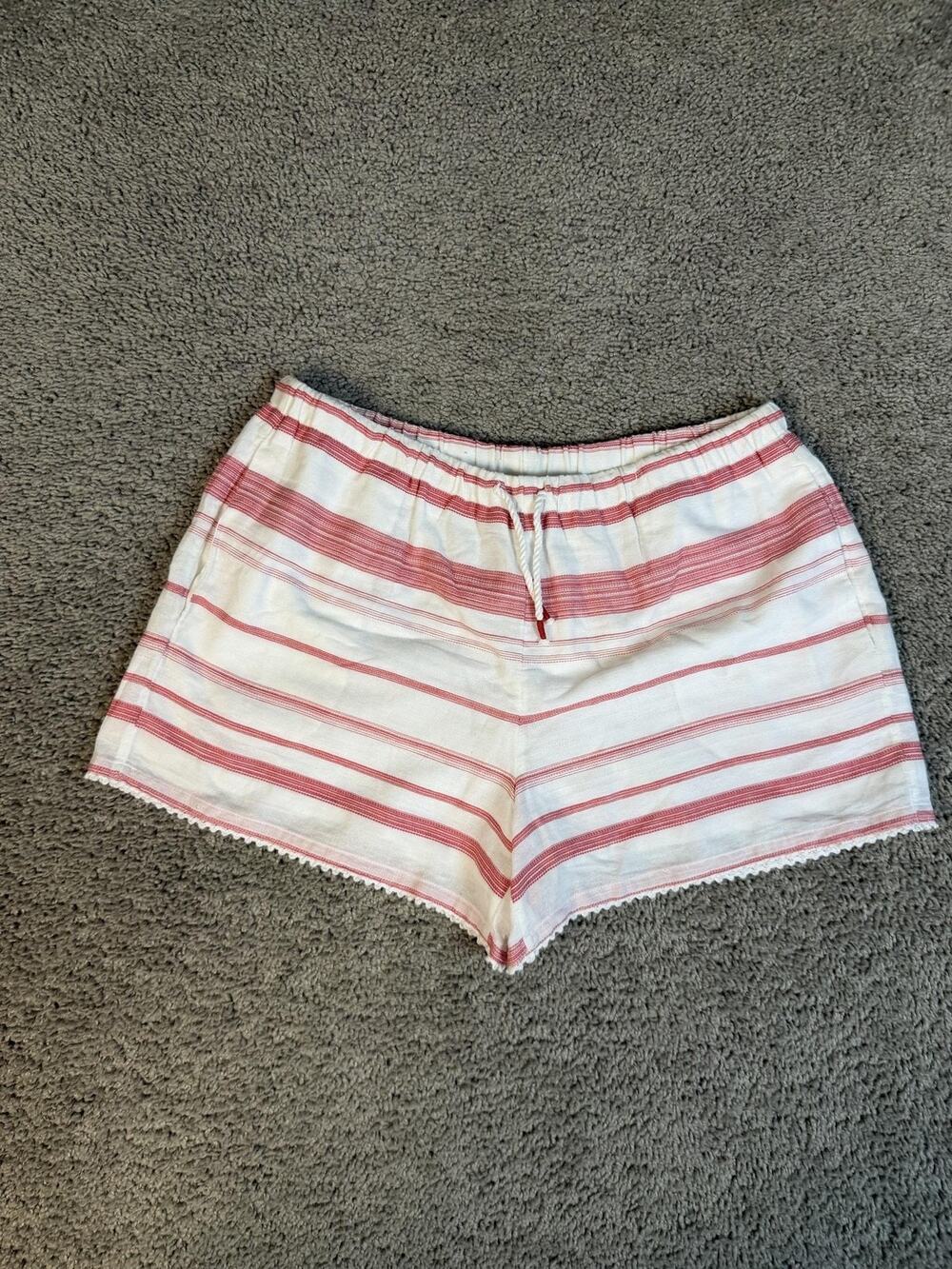 Polo Ralph Lauren Hot Pants Womens M White Red Striped 3.5 In Inseam Pockets